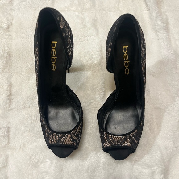 Bebe Y2K Black Lace Stilettos/Peep Toe🖤 - Picture 2 of 7
